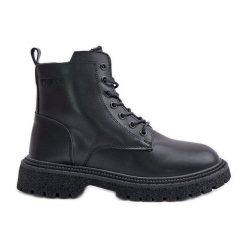 Big Star Ocieplane Botki Workery Damskie OO274A126 Czarne. Czarne botki bez wzorów, ze skóry, eleganckie, bez obcasa, bez zapięcia. Za 246.96 zł.