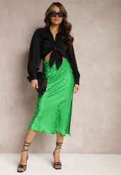 Zielona Długa Spódnica Casualowa z Gumką w Talii Grelvia. Zielone spódnice Renee, l, bez wzorów, eleganckie, maxi. W wyprzedaży za 68.99 zł.
