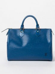 Louis Vuitton Skórzana torebka w kolorze niebieskim - 27 x 19 x 15 cm rozmiar: onesize. Niebieskie torebki klasyczne Louis Vuitton, bez wzorów, z materiału, bez dodatków. Za 3,588.99 zł.