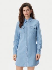 Tommy Jeans Sukienka jeansowa DW0DW20111 Niebieski Regular Fit. Niebieskie sukienki Tommy Jeans, xxs, bez wzorów, z bawełny, bez kołnierzyka, bez ramiączek. Za 279.99 zł.