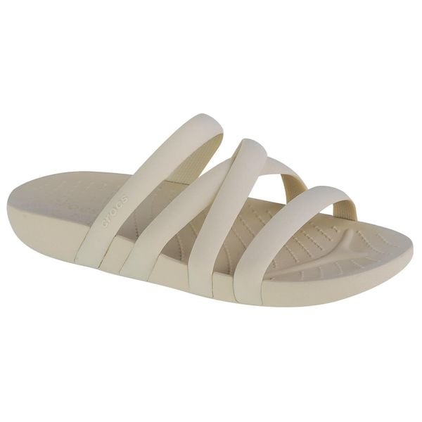 Klapki damskie Crocs Splash Strappy Sandal. Brązowe klapki Crocs, bez wzorów, z materiału, sportowe, bez obcasa, bez zapięcia. Za 276.00 zł.
