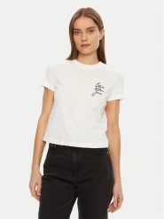 Calvin Klein Jeans T-Shirt Script Institutional J20J224984 Biały Slim Fit. Białe t-shirty Calvin Klein Jeans, xs, bez wzorów, z bawełny, bez kołnierzyka, bez ramiączek. Za 109.99 zł.
