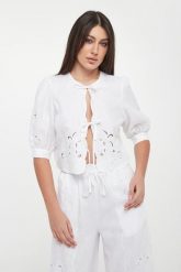 Koszula damska lniana TWINSET. Koszule Twinset Milano, bez wzorów, bez kołnierzyka, bez ramiączek. Za 1,049.00 zł.