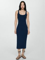 Mango Sukienka codzienna Maya 77022921 Granatowy Slim Fit. Niebieskie sukienki Mango, na co dzień, m, bez wzorów, z bawełny, bez kołnierzyka, bez ramiączek, proste. Za 49.99 zł.