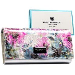 Duży, wielokolorowy portfel damski ze skóry ekologicznej i naturalnej z systemem RFID PTN PX27-1-NPK Peterson. Czerwone portfele bez wzorów, ze skóry ekologicznej. Za 119.99 zł.