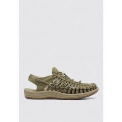 Sandały Keen z innowacyjnym zielonym designem. Zielone sandały Keen, bez wzorów, z materiału, sportowe, bez obcasa, bez zapięcia. Za 502.05 zł.