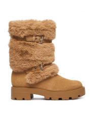 Guess Botki FLFYAF FUR10 Brązowy. Brązowe botki Guess, z aplikacjami, ze skóry, bez obcasa, na płaskiej podeszwie, bez zapięcia. Za 764.99 zł.