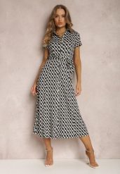 Czarna Sukienka Prixia. Czarne sukienki Renee, m, bez wzorów, z materiału, eleganckie, bez kołnierzyka, bez ramiączek, midi, koszulowe. Za 179.99 zł.