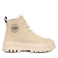 Trapery Palladium. Brązowe traperki Palladium, bez wzorów, bez obcasa, bez zapięcia. Za 579.99 zł.