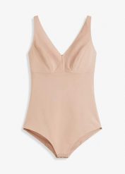 Body bezszwowe, bez fiszbinów, średni stopień modelowania sylwetki. Brązowe bielizna modelująca bonprix, bez wzorów, bez ramiączek. Za 124.99 zł.