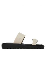 Calvin Klein Jeans Klapki Rope Sandal Soft Lth Mg YW0YW01864 Écru. Klapki Calvin Klein Jeans, bez wzorów, z jeansu, bez obcasa, bez zapięcia. Za 309.99 zł.