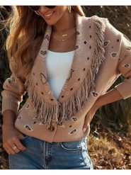 Milan Kiss Kardigan w kolorze jasnobrązowym rozmiar: S. Brązowe swetry Milan Kiss, s, bez wzorów, bez ramiączek. Za 195.77 zł.