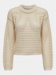 JDY Sweter Ronda 15317229 Beżowy Regular Fit. Brązowe swetry JDY, s, bez wzorów, z syntetyku, bez ramiączek. Za 79.99 zł.