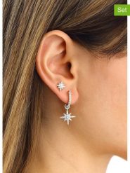 Miu Silver Srebrne kolczyki (2 szt.) z cyrkoniami rozmiar: onesize. Szare kolczyki Miu Silver, z cyrkonią, srebrne. Za 109.52 zł.