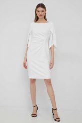 Dkny sukienka kolor biały mini dopasowana. Białe sukienki DKNY, bez wzorów, bez kołnierzyka, bez ramiączek, mini, dopasowane. Za 759.99 zł.
