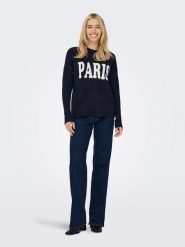 ONLY Sweter w kolorze granatowym rozmiar: XS. Niebieskie swetry ONLY, xs, bez wzorów, ze splotem, bez ramiączek. Za 127.65 zł.