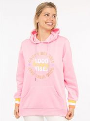 Zwillingsherz Bluza "Good Vibes Only" w kolorze jasnoróżowym rozmiar: L/XL. Różowe bluzy Zwillingsherz, l, bez wzorów, bez ramiączek, z kapturem. Za 180.49 zł.