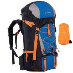 Plecak turystyczny 60L – regulowany system nośny, komora na buty. Niebieskie buty trekkingowe CITYSPORTS, bez wzorów, bez zapięcia, trekkingowe. Za 489.00 zł.