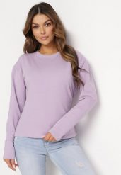 Jasnofioletowa Bawełniana Bluza z Długim Rękawem i Ozdobnym Wiązaniem Pinada. Fioletowe bluzy Born2be, bez wzorów, z bawełny, bez kaptura. W wyprzedaży za 76.49 zł.