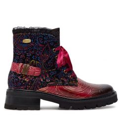 Botki Laura Vita. Czerwone botki LAURA VITA, bez wzorów, bez obcasa, na płaskiej podeszwie, bez zapięcia. Za 299.99 zł.