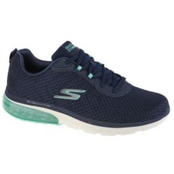 Buty do chodzenia damskie, Skechers Go Walk Air 2.0-Dynamic Virtue. Niebieskie buty treningowe Skechers, bez wzorów, z materiału, przed kostkę, bez zapięcia, trekkingowe. Za 259.99 zł.