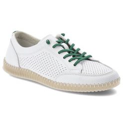 Półbuty damskie Vinceza, cholewka ze skóry naturalnej z perforacją zapewniającą przewiewność lekka podeszwa i klasyczne wiązanie, białe, 79598. Białe półbuty wsuwane VINCEZA, bez wzorów, ze skóry, klasyczne, bez obcasa, na płaskiej podeszwie. Za 144.90 zł.