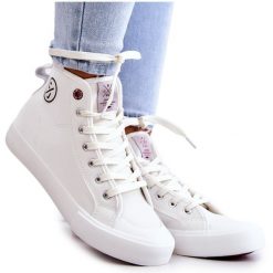 Damskie Wysokie Trampki Cross Jeans JJ2R4056C Białe. Białe trampki bez wzorów, z gumy, klasyczne, bez zapięcia. Za 142.58 zł.
