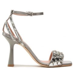 Sandały Alberta Ferretti. Szare sandały Alberta Ferretti, bez wzorów, bez obcasa, na słupku, bez zapięcia. Za 1,899.00 zł.