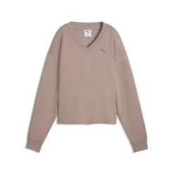 Damska bluza Essentials Elevated z dekoltem w szpic PUMA. Brązowe bluzy Puma, bez wzorów, sportowe, bez ramiączek, bez kaptura. Za 249.00 zł.