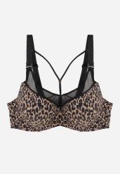 Brązowy Biustonosz z Ozdobną Siateczką i Paseczkami przy Dekolcie Anesa. Brązowe biustonosze Born2be, bez wzorów. Za 49.99 zł.