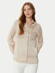 Guess Koszula W5RH40 WFQC2 Beżowy Regular Fit. Brązowe koszule Guess, xxl, z aplikacjami, z syntetyku, bez kołnierzyka, bez ramiączek. Za 349.99 zł.