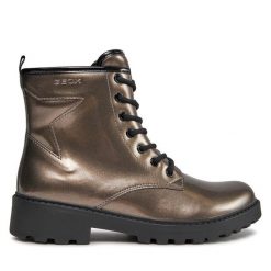 Trapery Geox. Żółte traperki Geox, bez wzorów, bez obcasa, bez zapięcia. Za 399.99 zł.