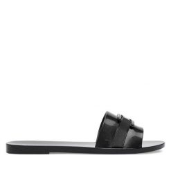 Klapki Melissa. Czarne klapki Melissa, bez wzorów, bez obcasa, bez zapięcia. Za 269.99 zł.
