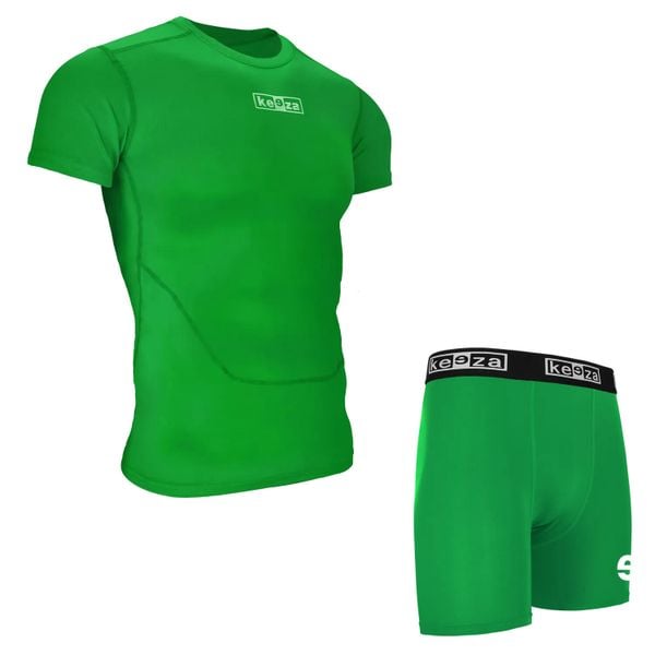 Komplet termoaktywny Keeza z krótkim rękawem. Zielone bielizna termoaktywna damska KEEZA, bez wzorów, bez ramiączek, do piłki nożnej. Za 100.00 zł.