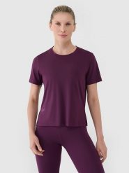 4F Koszulka sportowa w kolorze fioletowym rozmiar: S. Różowe t-shirty sportowe 4f, s, bez wzorów, z materiału, bez ramiączek, na fitness i siłownię. Za 48.39 zł.
