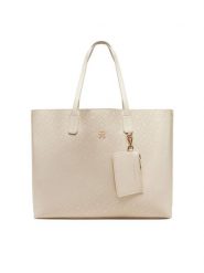 Tommy Hilfiger Torebka Th Distinct Tote Mono AW0AW17195 Beżowy. Brązowe torebki klasyczne Tommy Hilfiger, bez wzorów, ze skóry, bez dodatków. Za 479.99 zł.