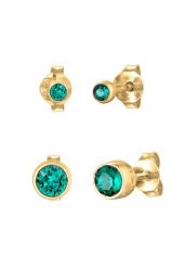Elli Damskie kolczyki sztyfty okrągłe z kryształami w kolorze zielonym z pozłacanego srebra próby 925 Sterling Silver Zestawy 1 ct. Szare kolczyki Elli, z kryształem, pozłacane. Za 248.99 zł.