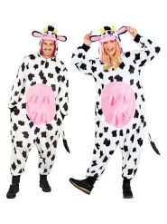 Carnival Party Kombinezon kostiumowy "Cow" w kolorze biało-czarno-jasnoróżowym rozmiar: XXL. Białe kombinezony Carnival Party, xxl, bez wzorów, bez kołnierzyka, bez ramiączek, krótkie. Za 152.99 zł.