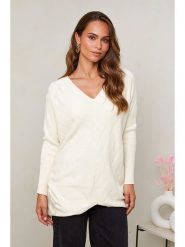 Soft Cashmere Sweter w kolorze kremowym rozmiar: 34/36. Brązowe swetry Soft Cashmere, bez wzorów, ze splotem, klasyczne, bez ramiączek. Za 98.38 zł.