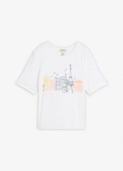 T-shirt z mieszanki wiskozy. Białe t-shirty bonprix, bez wzorów, z wiskozy, bez kołnierzyka, bez ramiączek. Za 44.99 zł.
