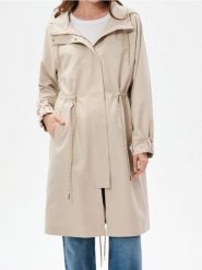 Długa parka z kapturem - kremowy. Białe płaszcze Sinsay, l, bez wzorów, z kapturem. Za 119.99 zł.