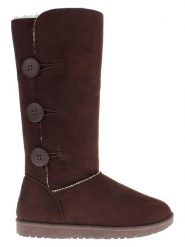 Blackfield Kozaki zimowe "Flocon" w kolorze ciemnobrązowym rozmiar: 37. Brązowe kozaki Blackfield, na zimę, z aplikacjami, z materiału, eleganckie, z okrągłym noskiem, bez obcasa, bez zapięcia. Za 143.56 zł.