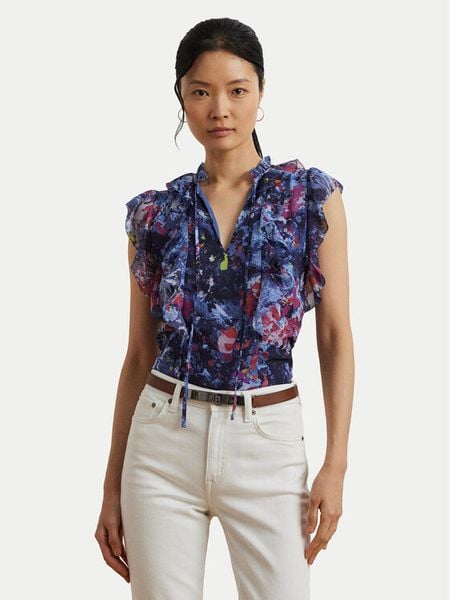 LAUREN RALPH LAUREN Bluzka 200970718001 Granatowy Relaxed Fit. Niebieskie bluzki Lauren Ralph Lauren, s, bez wzorów, z syntetyku, bez kołnierzyka, bez ramiączek. Za 489.99 zł.