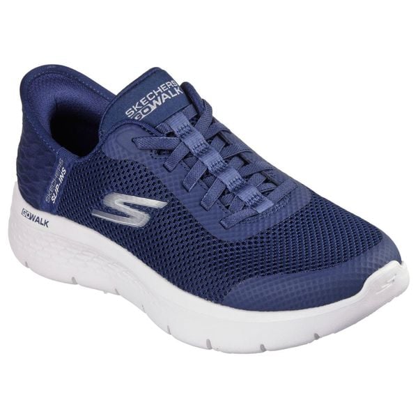Buty sportowe Sneakersy damskie, Slip-Ins: GO WALK Flex - Grand Entry. Białe buty sportowe lifestyle Skechers, bez wzorów, z materiału, sportowe, bez zapięcia, skechers sport. Za 349.99 zł.