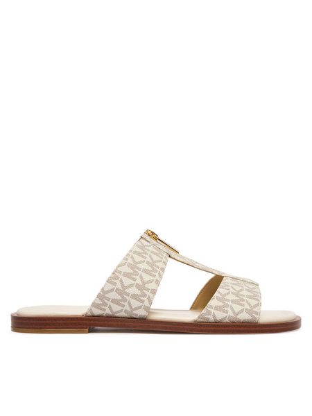 MICHAEL Michael Kors Klapki Berkley Flat 40S6BRFS1B Écru. Białe klapki MICHAEL Michael Kors, bez wzorów, ze skóry, bez obcasa, bez zapięcia. Za 350.99 zł.
