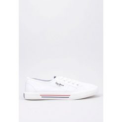 Tenisówki Pepe Jeans Model Brady Basic W Kolor Biały. Białe trampki Pepe Jeans, bez wzorów, z jeansu, sportowe, bez zapięcia. W wyprzedaży za 200.45 zł.