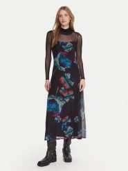 Desigual Sukienka codzienna Watercolor Lacroix 25WWVK03 Czarny Regular Fit. Czarne sukienki Desigual, na co dzień, xs, bez wzorów, z wiskozy, bez kołnierzyka, bez ramiączek, proste. Za 439.99 zł.