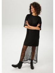 Aniston Sukienka w kolorze czarnym rozmiar: 44. Czarne sukienki Aniston, bez wzorów, z bawełny, bez kołnierzyka, bez ramiączek, maxi. Za 48.05 zł.