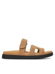 DeeZee Klapki DZ-S1 Beżowy. Brązowe klapki DeeZee, bez wzorów, ze skóry, bez obcasa, bez zapięcia. Za 159.99 zł.