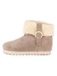 Billowy Skórzane botki zimowe w kolorze beżowym rozmiar: 41. Brązowe botki Billowy, bez wzorów, z materiału, bez obcasa, bez zapięcia. Za 255.45 zł.